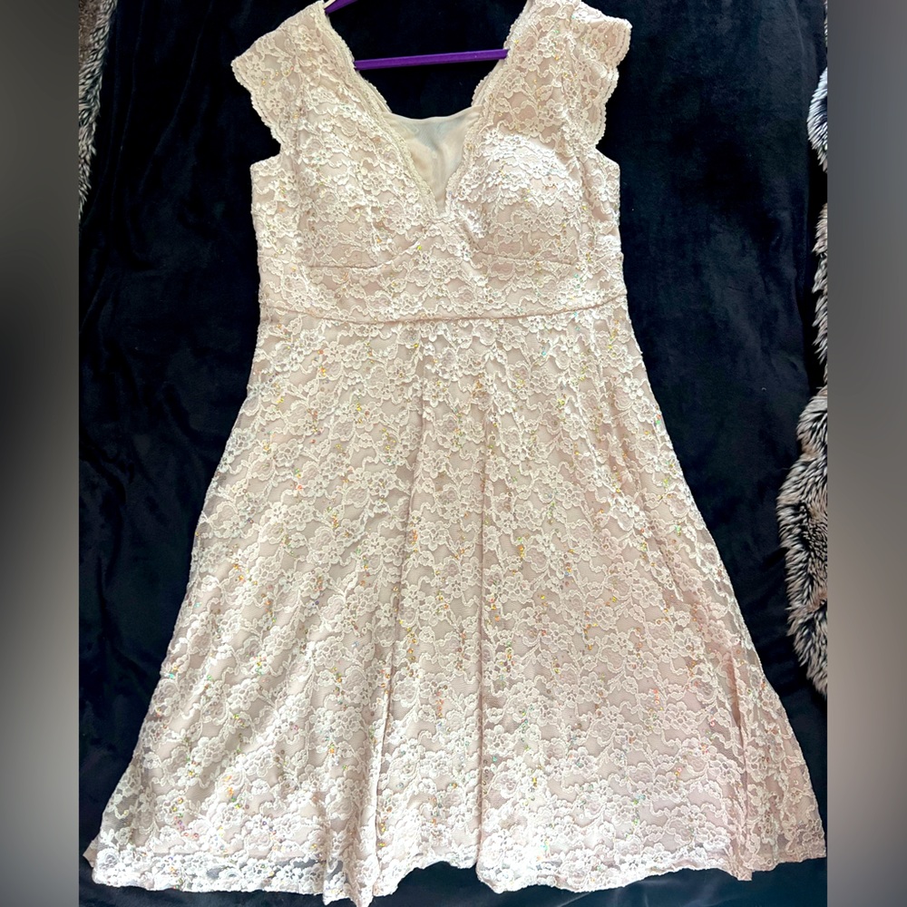 Beautiful R&M Richard’s lace dress in champagne color, lace, size 20W
